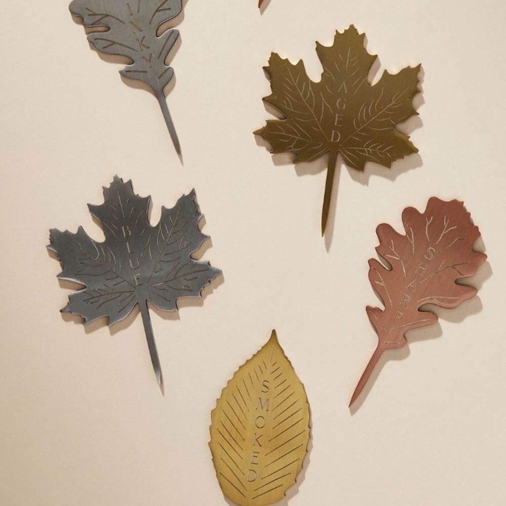 Anthropologie Foliage - Leaf Design Cheese Markers - Copper‎ and Gold